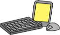 A tablet, keyboard, and mouse